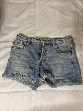Free people Blue Denim Frayed Hem Women's Shorts